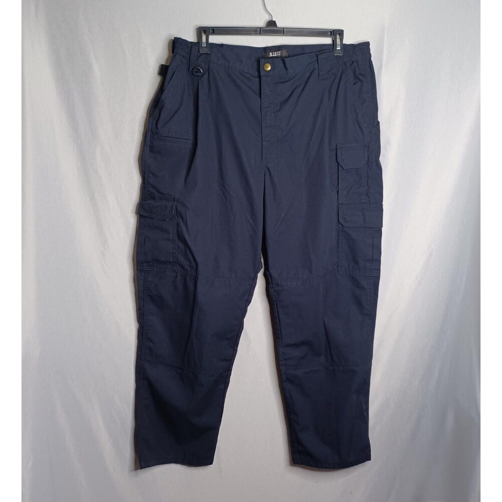 5.11 Tactical Pants Mens 44x32 Navy Blue Cargo Elastic Waist Ripstop Workwear